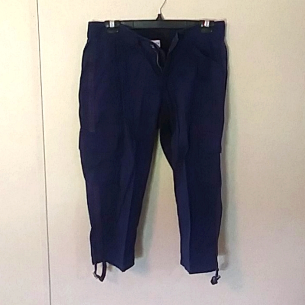 Dark blue gauchos with side pockets size 10